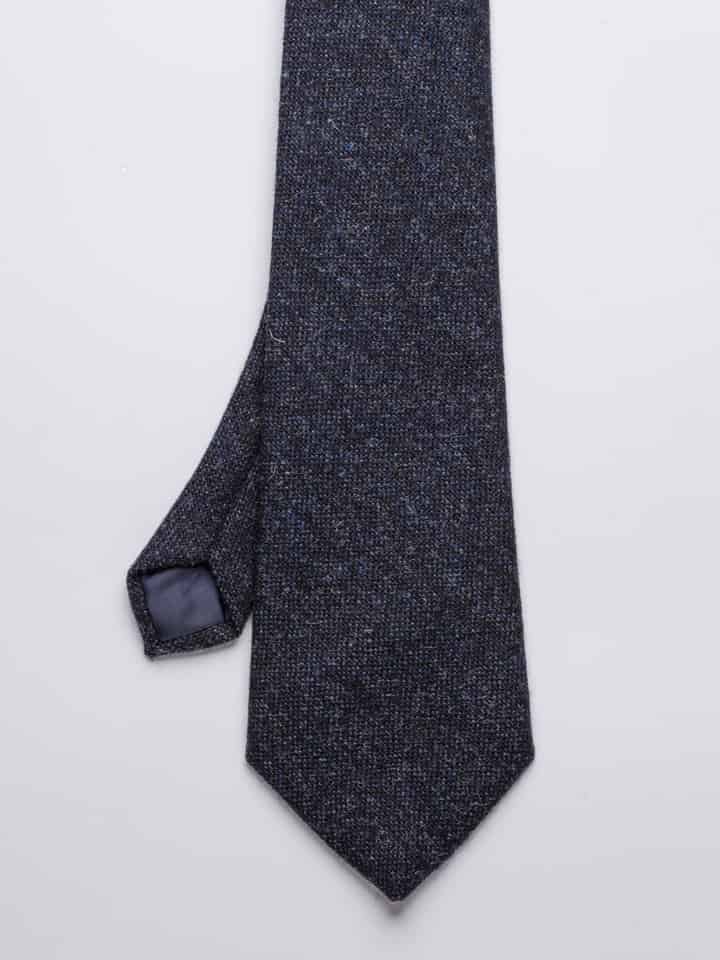 Indigo Shetland Wool Tie Flat Lay