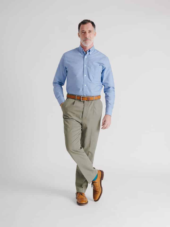 Men's Sage Green Pleated Chinos