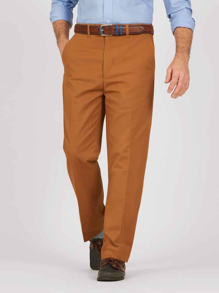Image of Mens Tan Brown Flat Front Chinos