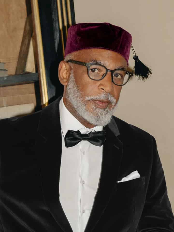 Burgundy Smoking Cap on Model