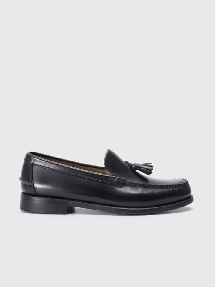 Men's Black Leather Tasselled Loafer