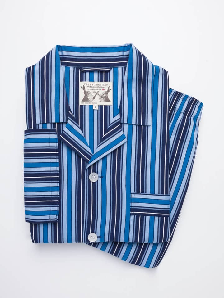 Navy & Blue Cotton Club Stripe Pajamas