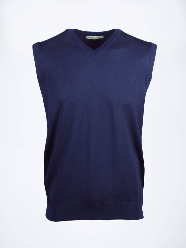 Men's Navy Blue 100% Merino Wool Slipover