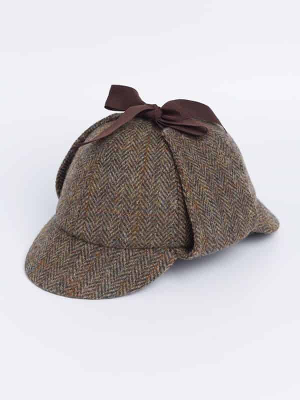 Image of Mens Brown Sherlock Holmes Deerstalker Harris Tweed® Hat