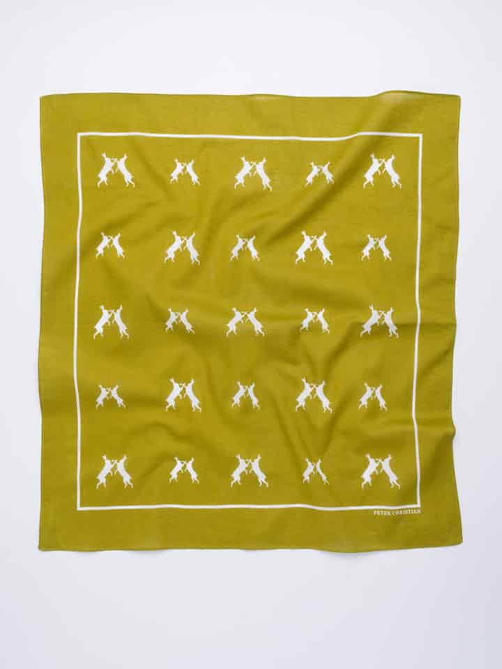 Green & White Hares Print Neckerchief