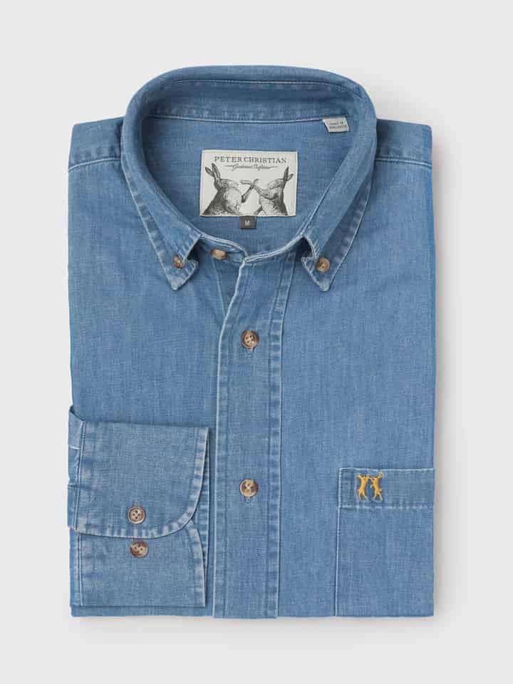 Washed Denim Long Sleeve Denim Shirt