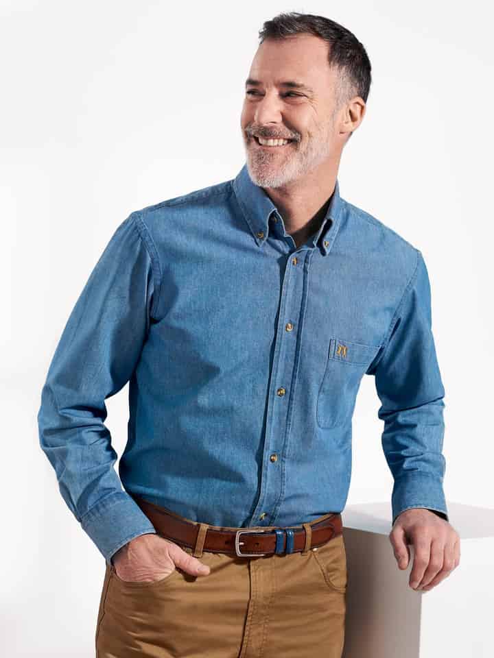 Washed Denim Long Sleeve Denim Shirt