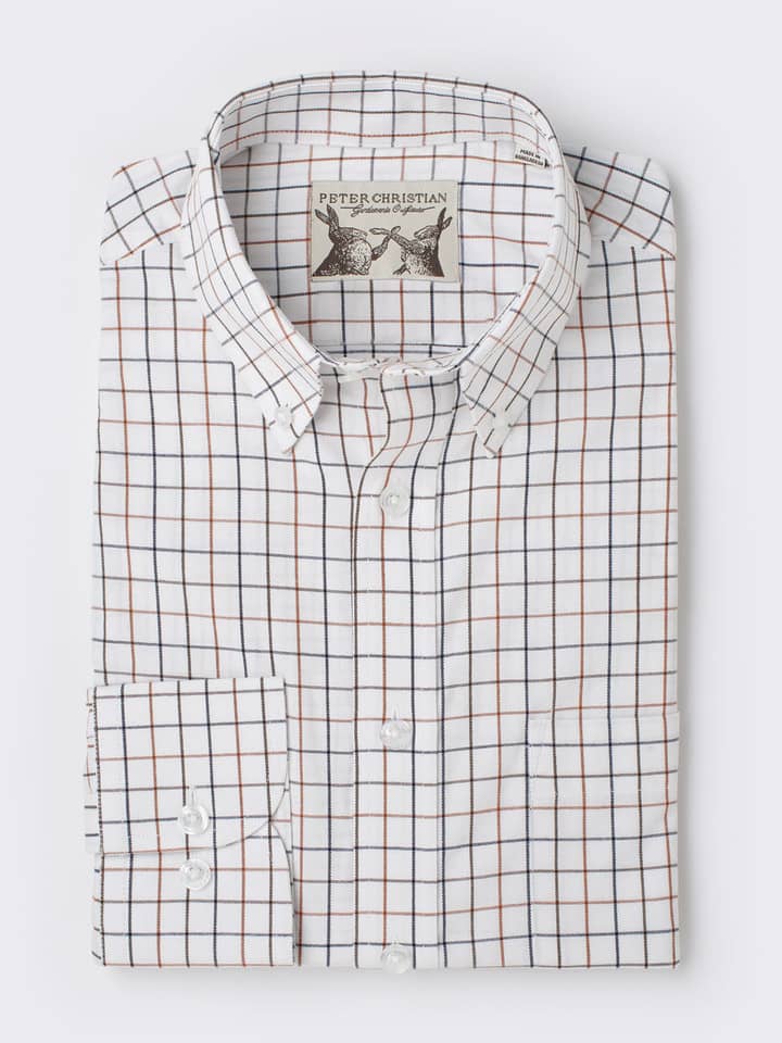 Men's Brown Button Down Collar Checked Cotton Shirt