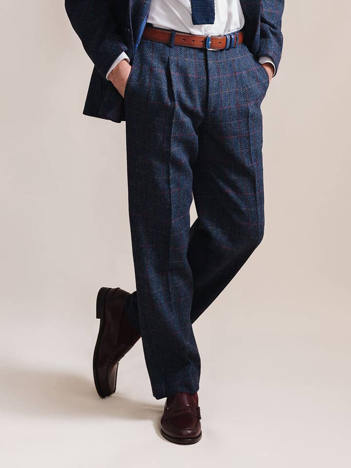 Blue Harris Tweed® Pants On Model