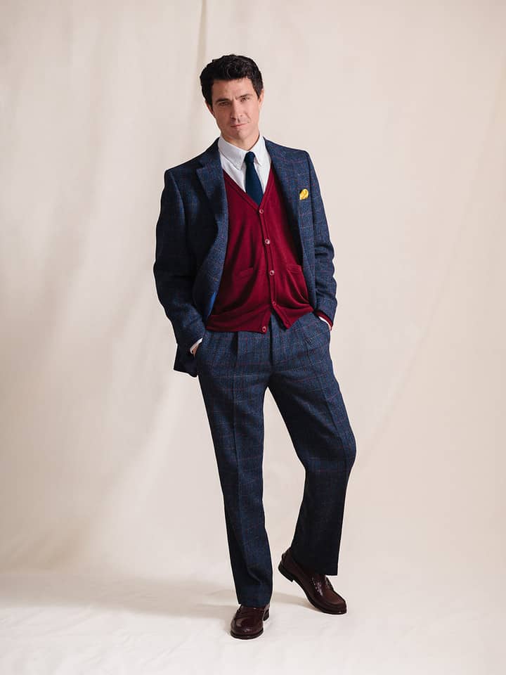 Slate Blue Harris Tweed® 2 Piece Suit On Model