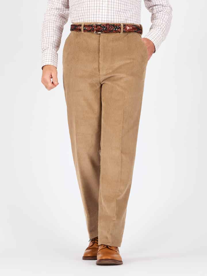 Men's Sand Flat Front Corduroy Pants