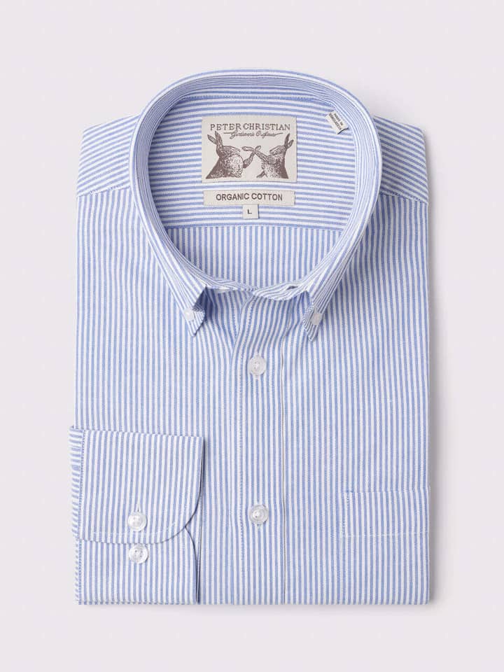 Men's Blue Stripe Cotton Shirt