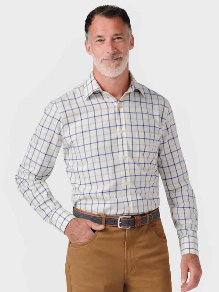 Mens Purple Big Check Tattersall Shirt on Model