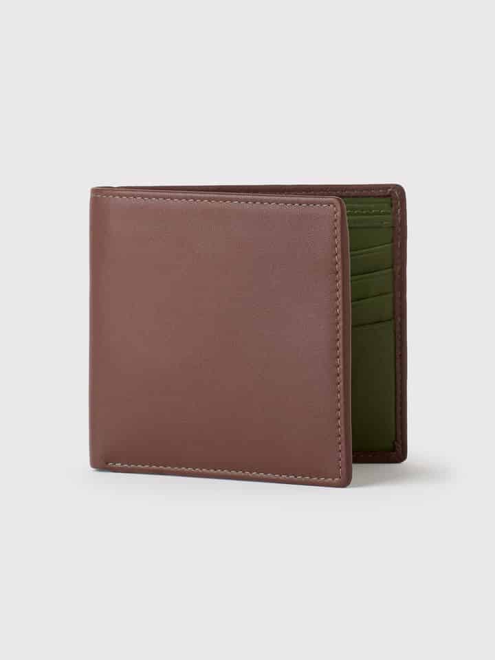 Brown Two Color Nappa Leather Wallet