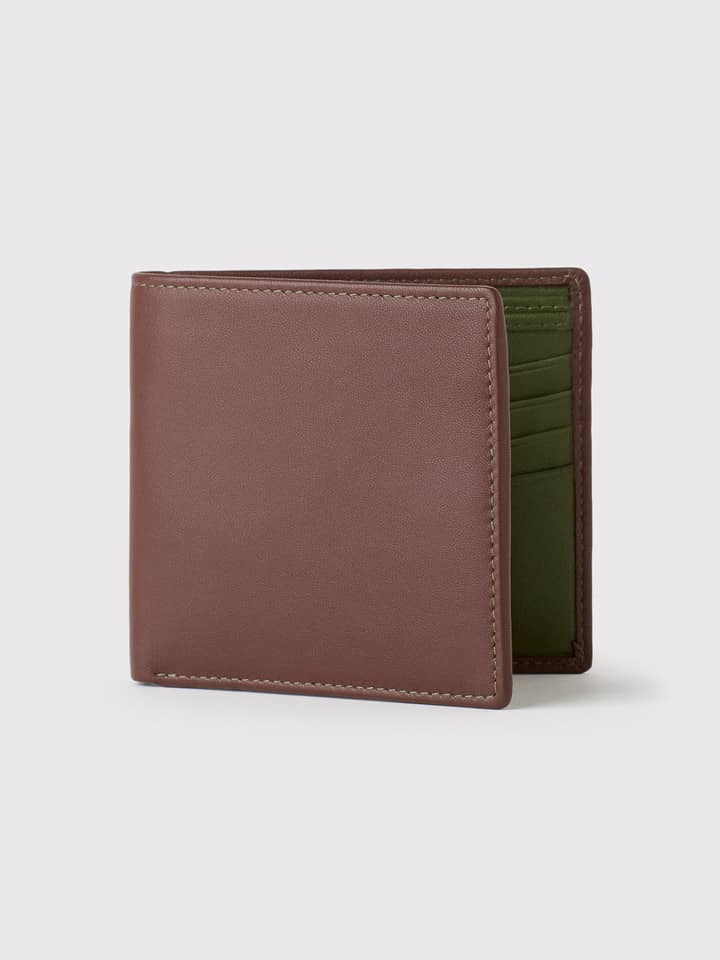 Brown Two Color Nappa Leather Wallet