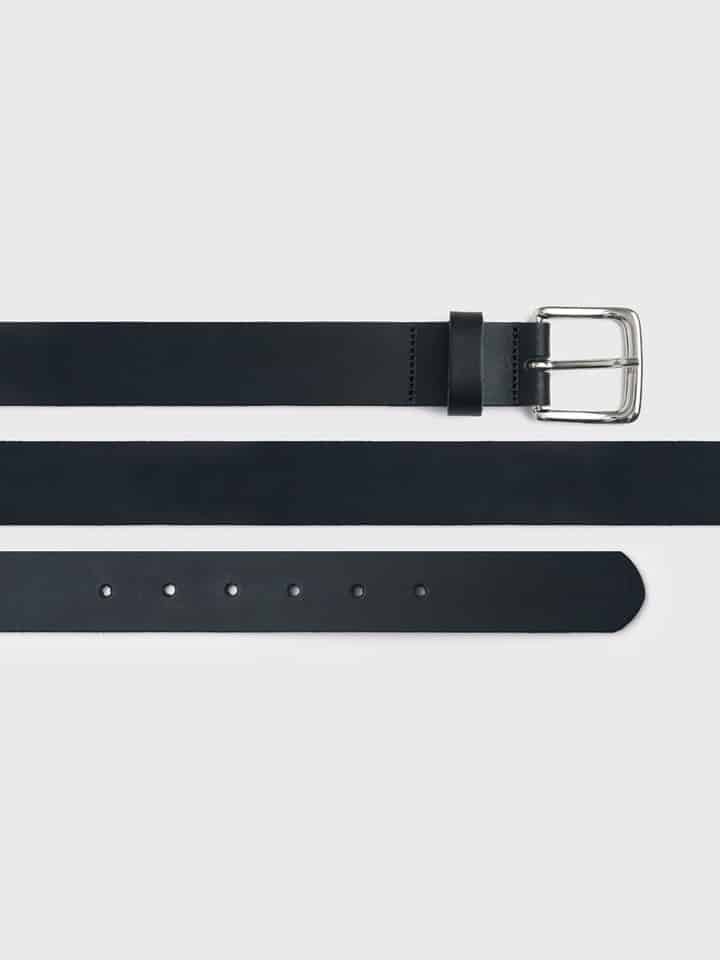 Mens Black Essential Leather Pant Belt