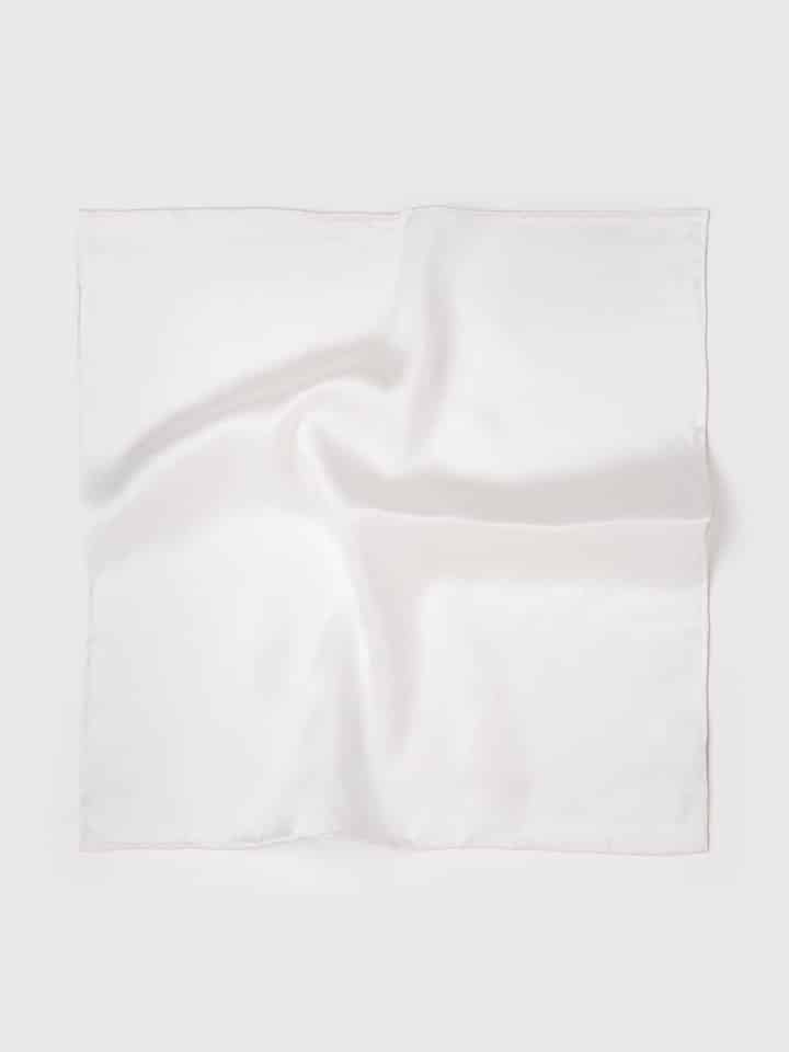 Men's White Silk Pocket Square