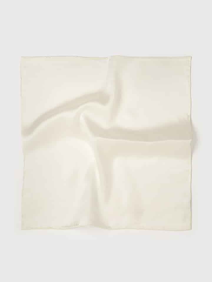 Mens Cream Silk Pocket Square