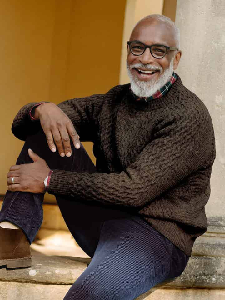 Undyed Aran Jumper On Model