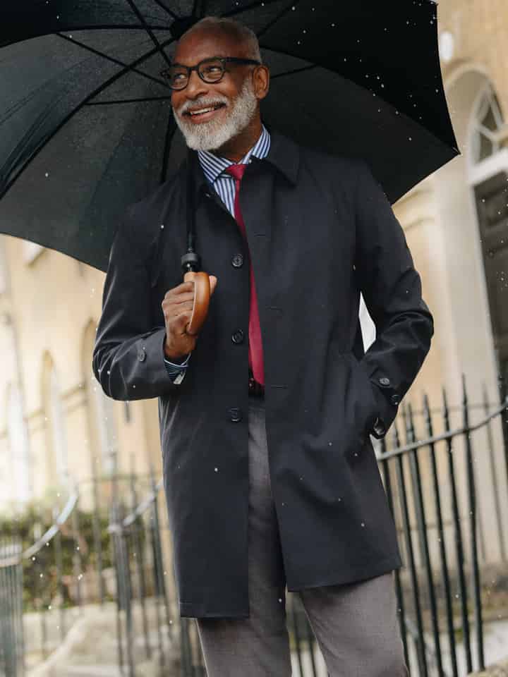 Men's Navy Luxury Wool Blend Mac Coat