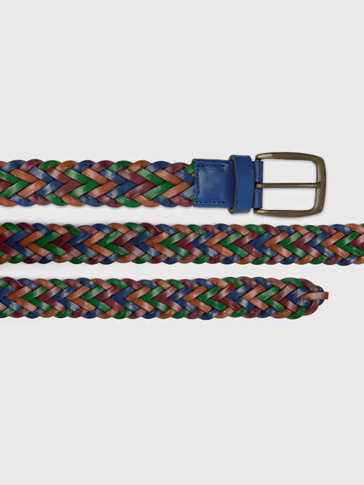 Mens Cadiz Braided Belt in Blue & Green
