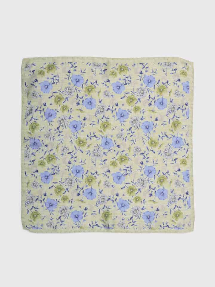 Sage Green Floral Silk Pocket Square
