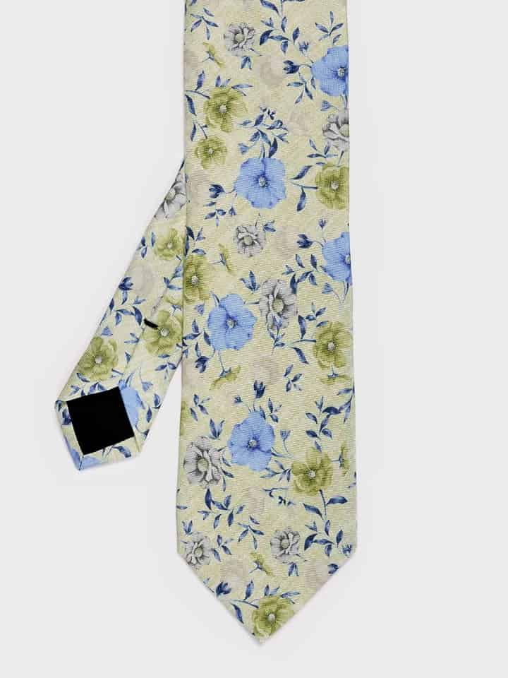Sage Green Floral Silk Tie