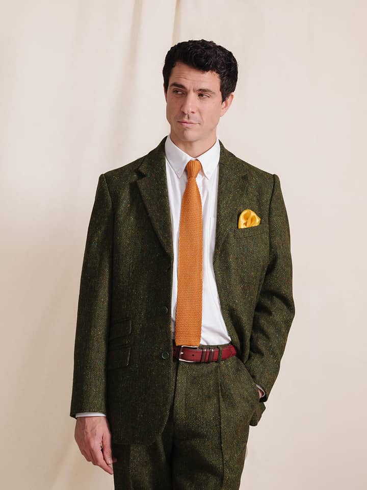 Green Donegal Tweed 2 Piece Suit On Model