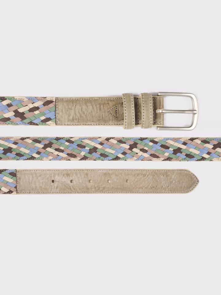 Multicolor Woven Nubuck Leather Belt Buckle