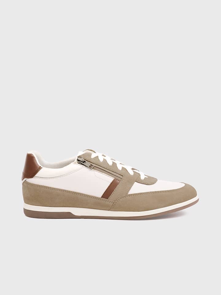 White Geox Renan Lace & Zip Sneakers - Side