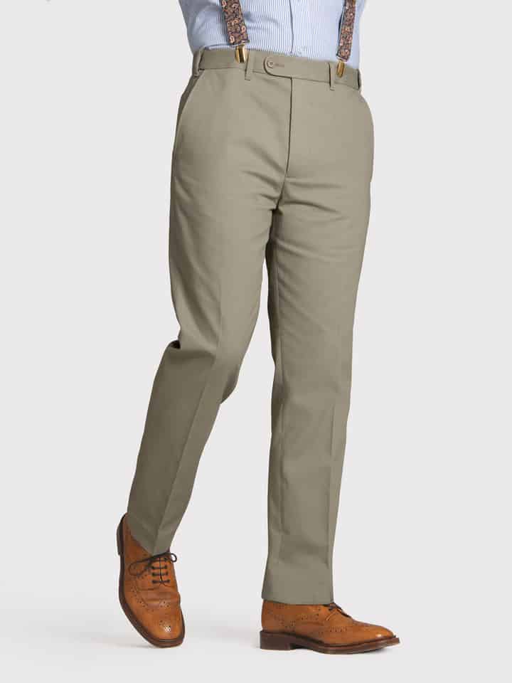 Men's Sage Green Slim Fit Chino Pants On Model