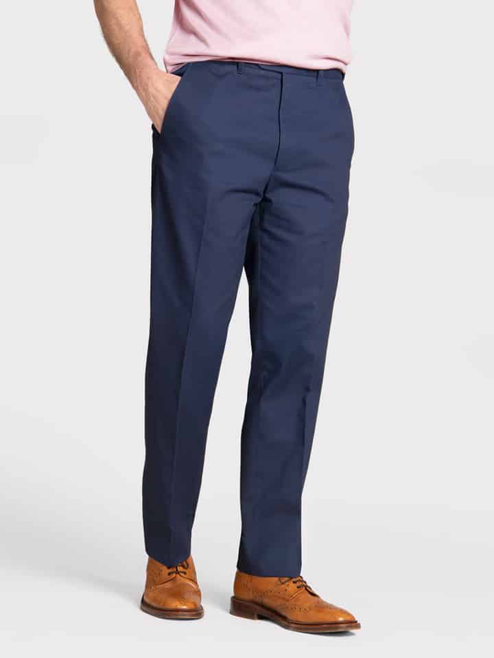 Men's Navy Blue Slim Fit Chino Pants On Model