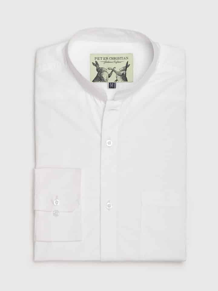White Nehru Collar Shirt