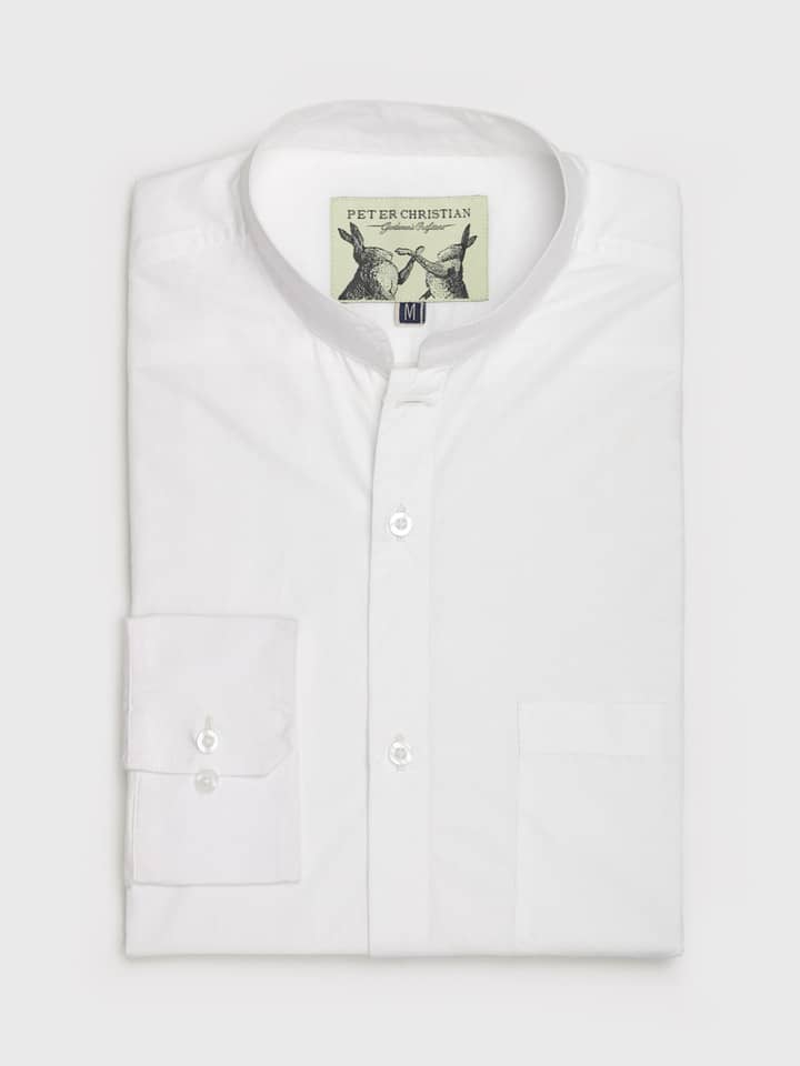 White Nehru Collar Shirt
