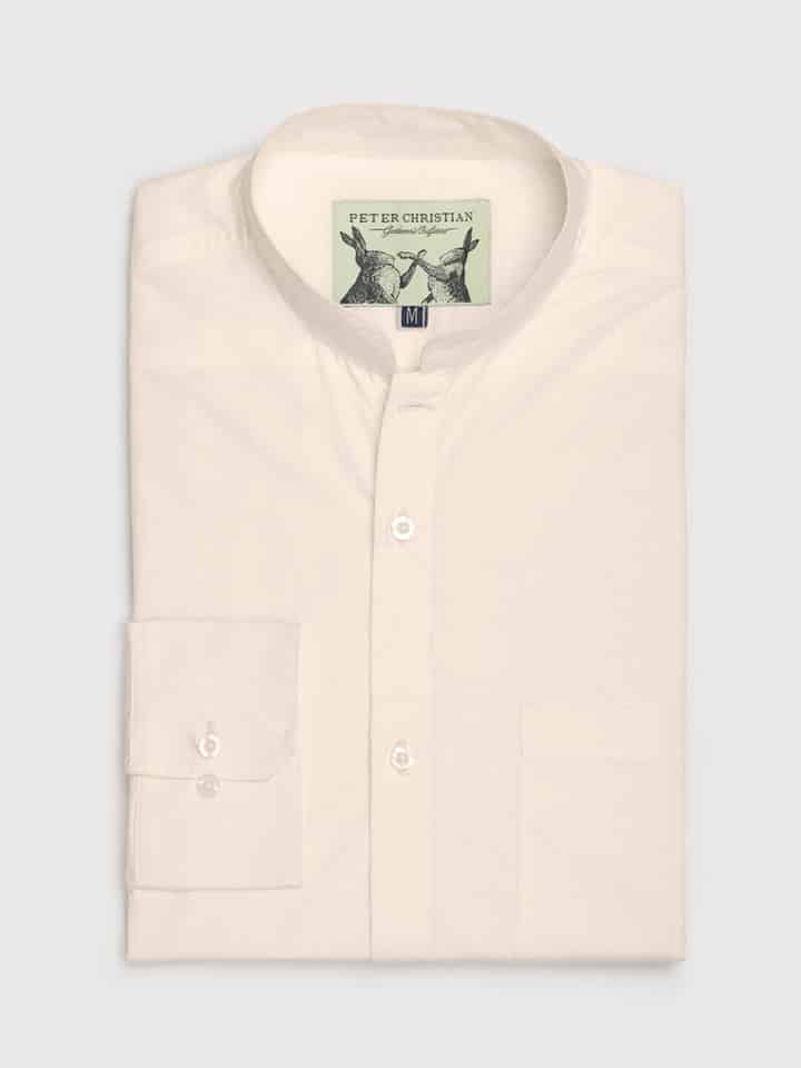 Cream Nehru Collar Shirt