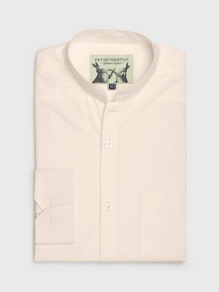 Cream Nehru Double Cuff Shirt