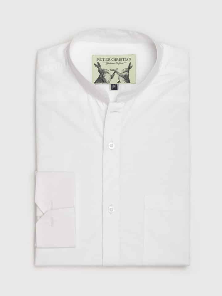 White Double Cuff Nehru Shirt
