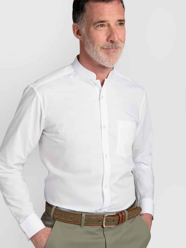 White Double Cuff Nehru Shirt model 01