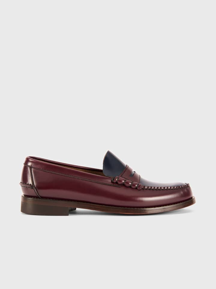 Oxblood and Navy Peter Christian Penny Loafer Side