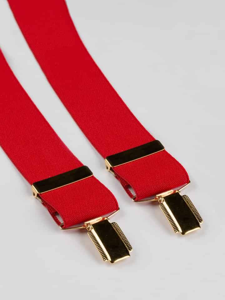 Red Wide Suspenders Close-up