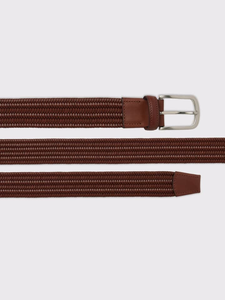 Chestnut Brown Elasticated Leather Woven Belt