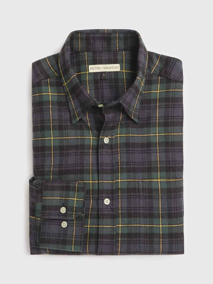 Men's Navy Tartan Shirt Folded