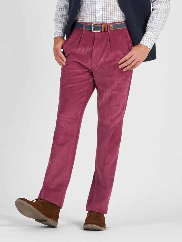 Rose Pleated County Corduroy Pants Model Legs