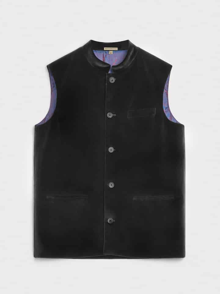 Black Velvet Nehru Gilet