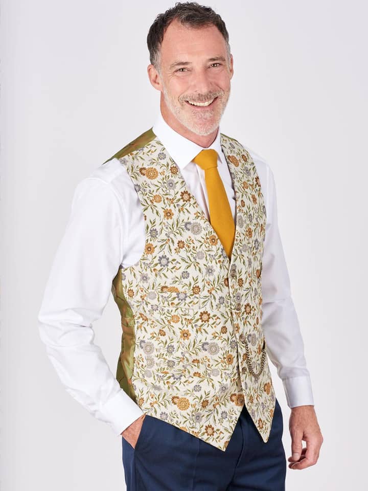 Mens Gold Floral Brocade Vest
