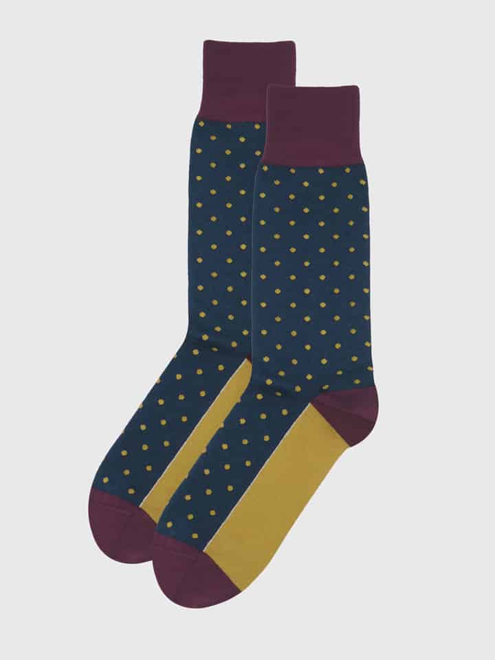 Mens Blue Polka Dot Socks