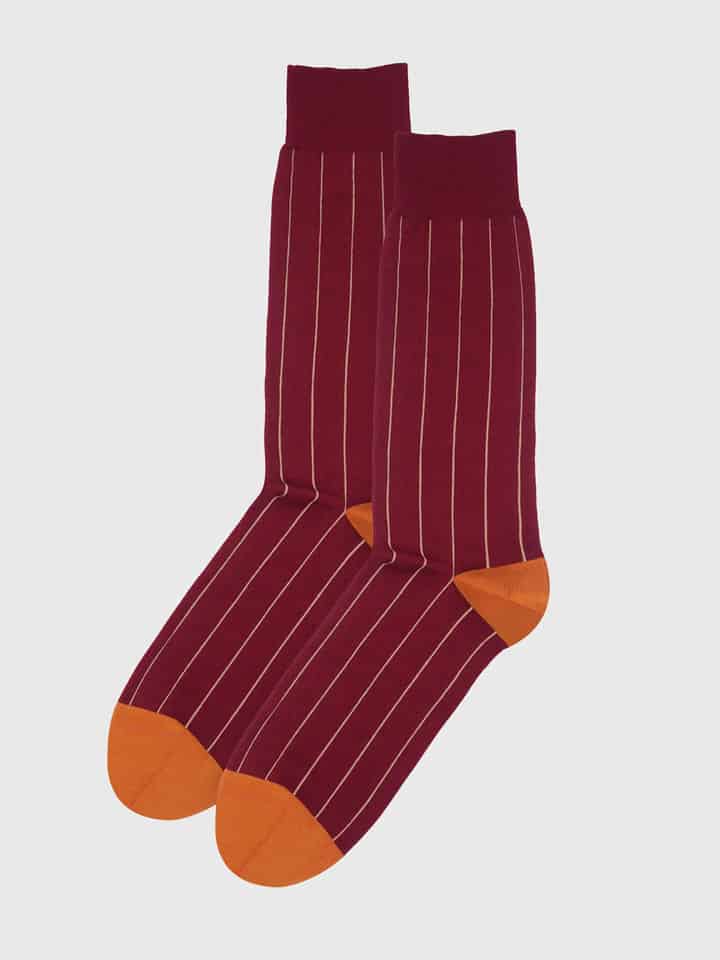Mens Claret Pin Stripe Egyptian Cotton Socks
