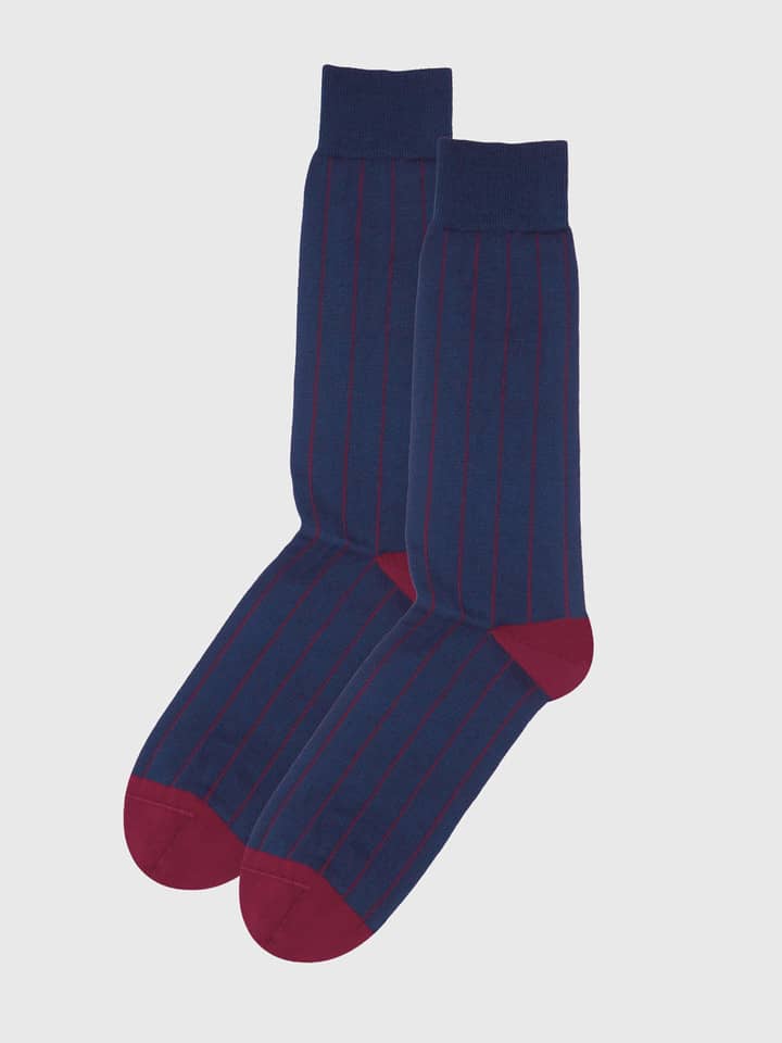 Mens Navy Pin Stripe Egyptian Cotton Socks