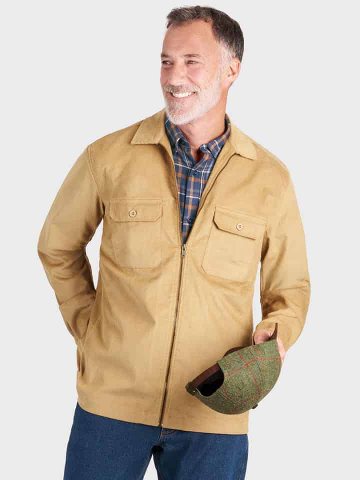 Sand needlecord cotton shacket