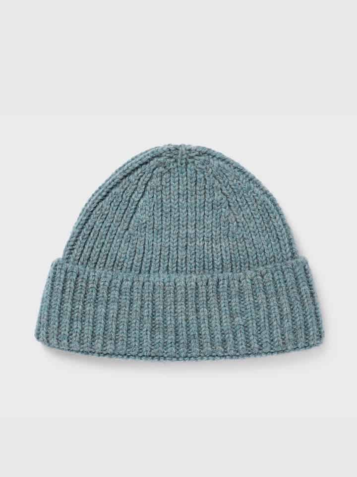 Blue British Wool Beanie Hat
